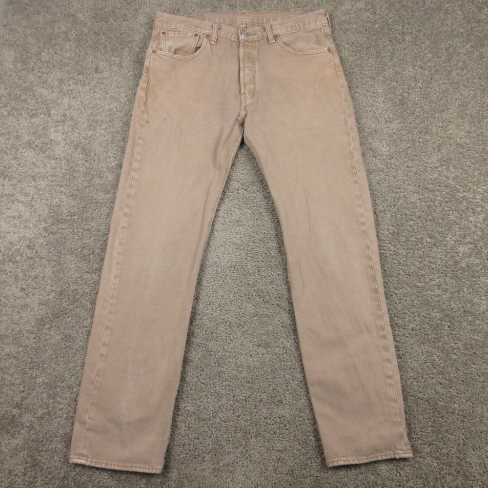 Levis Jeans Mens 32x32 Brown Tan 501 Button Fly Original Straight Denim Pants